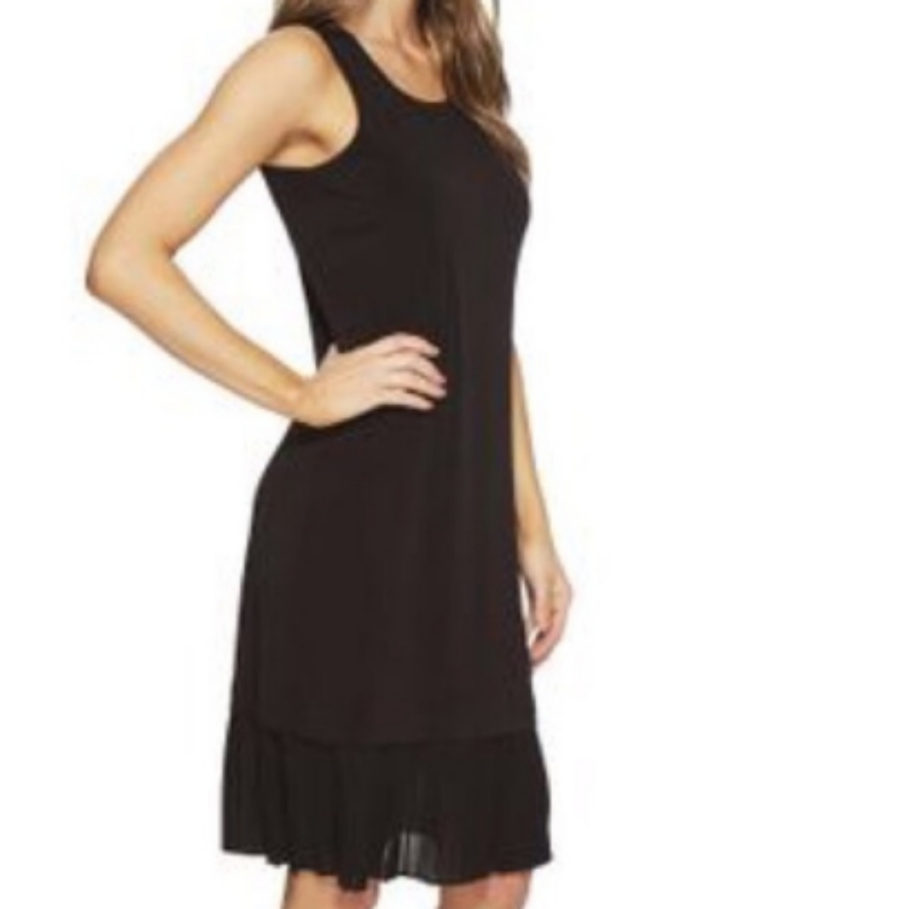 MICHAEL KORS Michael; pleat hem black sleeveless dress. Medium